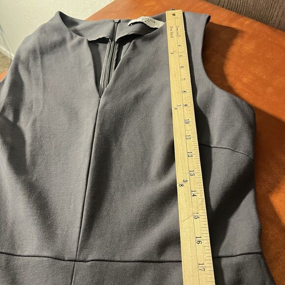 MM LaFluer Cheri Midi Dress Size 12 Gray Fit & Flare Stretch Sleeveless Back Zip - Picture 11 of 13
